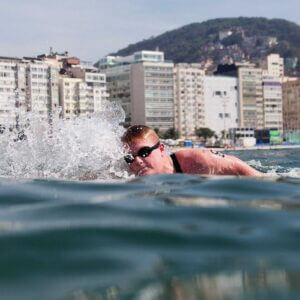 Jarrod Poort swimming in the open water marathon at the Rio Olympics